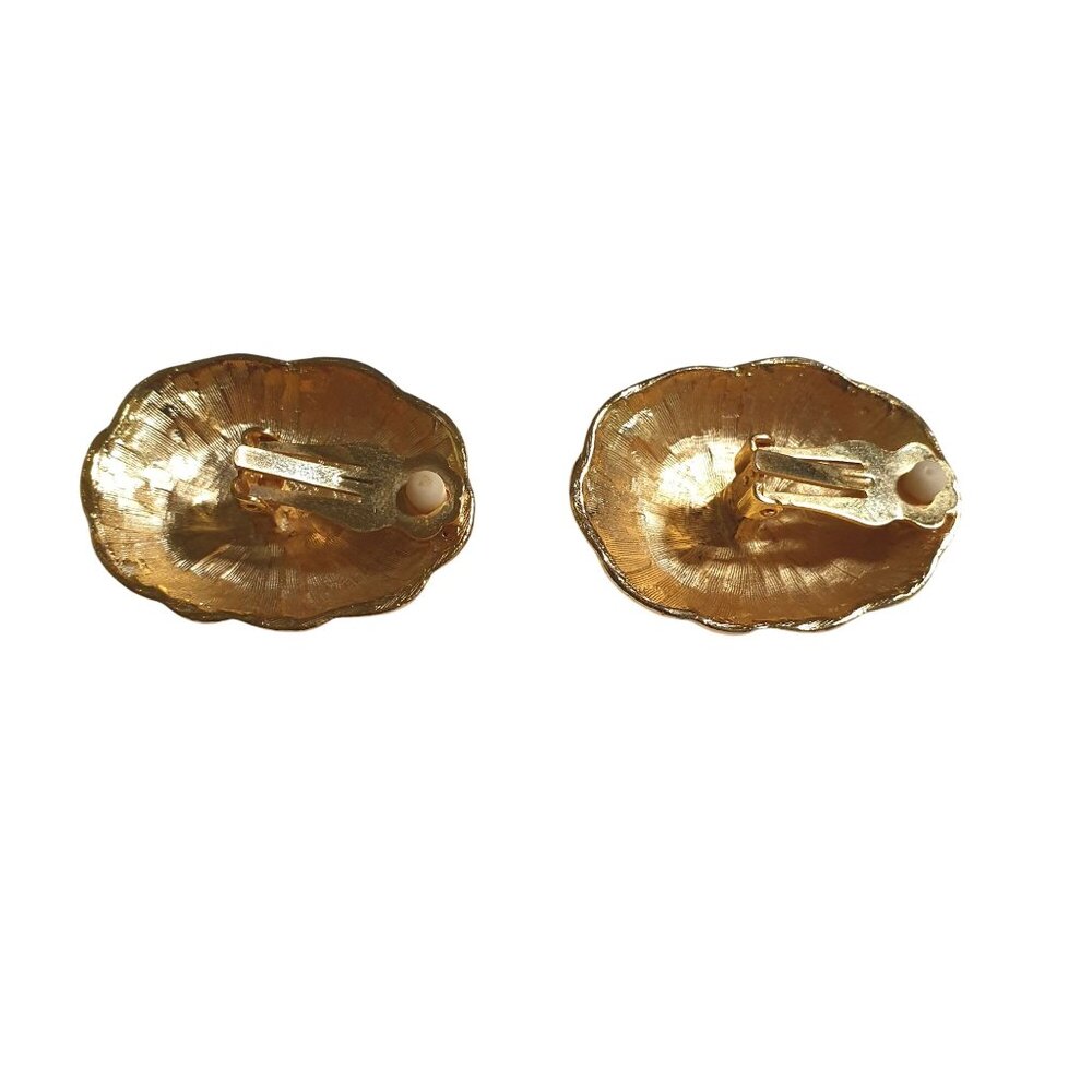 Vintage Gold Tone Clip On Earrings Braided Rope Design Fashion Costume Retro - Picture 3 of 4